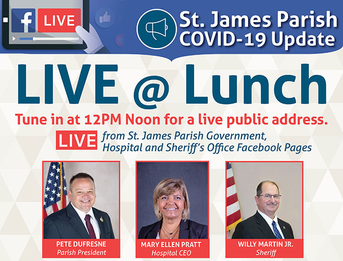 St. James Parish COVID-19 Live @Lunch poster