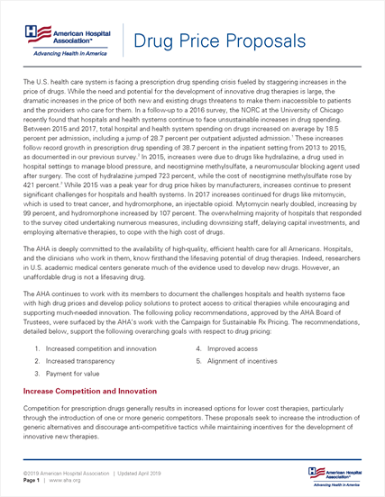 Drug Pricing Proposal Cover