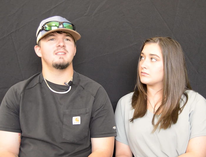 Covington patient and COVID survivor Isaiah, 21, and his wife Abby, 19, in a still from the patient video