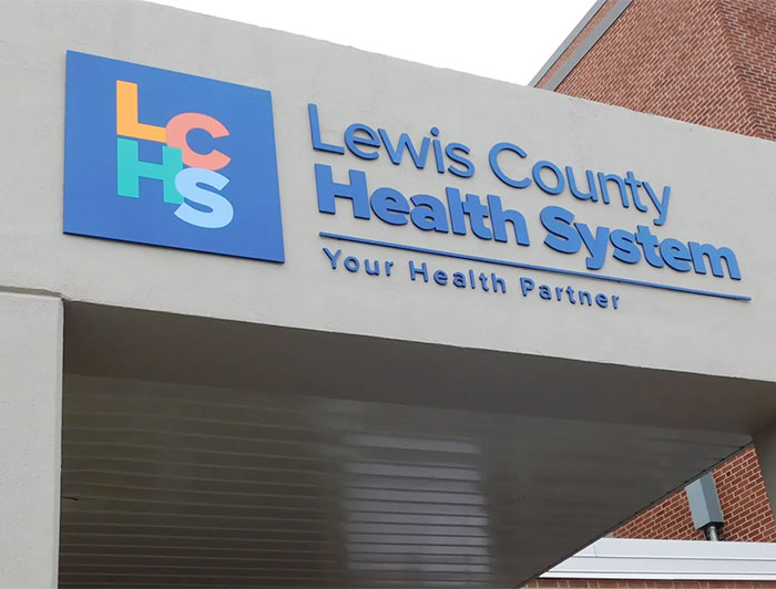 Lewis County General Hospital sign above entrance