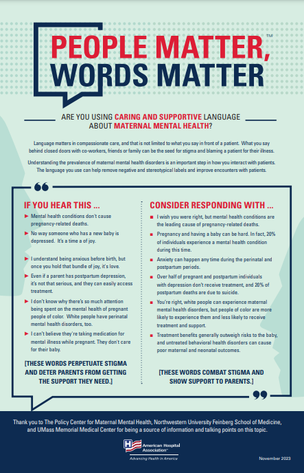 Click to download poster: Are You Using Caring and Supportive Language About Maternal Mental Health? Are You Using Caring and Concerned Language About Maternal Mental Health? image