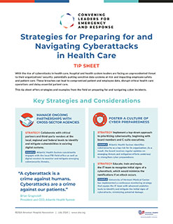 Cover Image of Strategies for Preparing for and Navigating Cyberattacks in Health Care