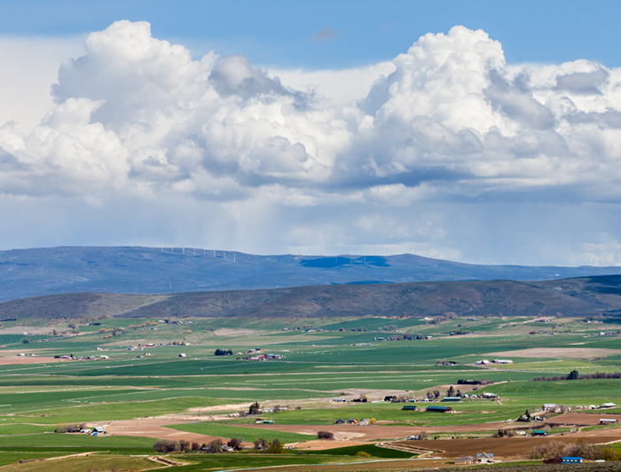 Southeast Colorado Hospital District. Rural landscape under cumulus cloud-filled sky