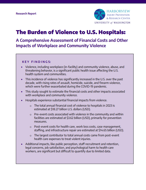 The Burden of Violence to US Hospitals Cover