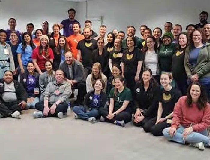 A group of University Hospital staff posing for a picture