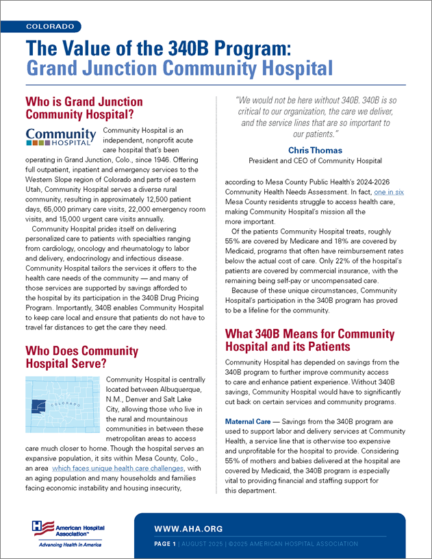 The Value of the 340B Program: Grand Junction Community Hospital Member Story Case Study