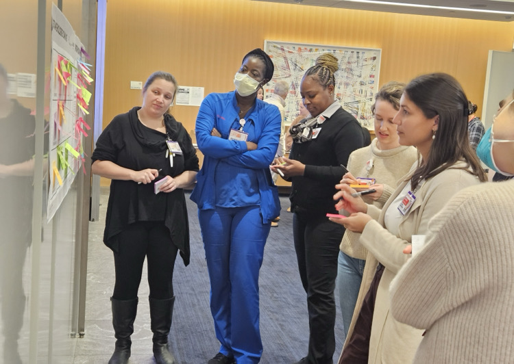 Team Training group looking together at a board