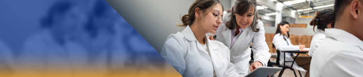 Medical people in hall with child