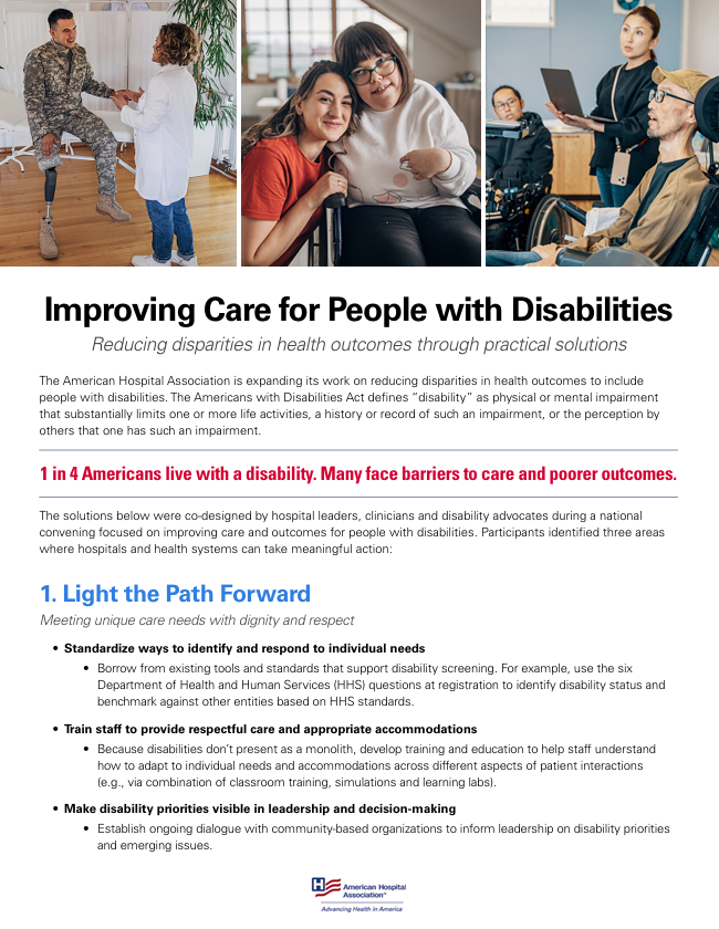 Download the Improving Care for People With Disabilities PDF Improving Care for People With Disabilities PDF p1