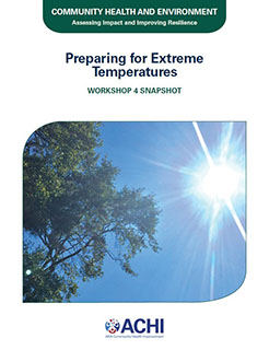 Cover image for the Community Health and Environment snapshot: Preparing for Extreme Temperatures