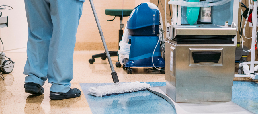 Cleaning hospital floor