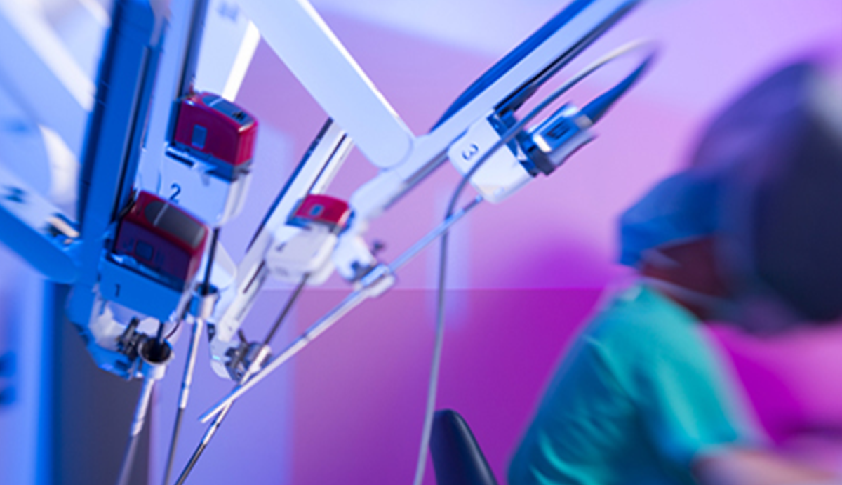 5 Ways Hospitals Can Integrate AI and Automation into Surgical Care. A robotic surgery mechanism run by AI.