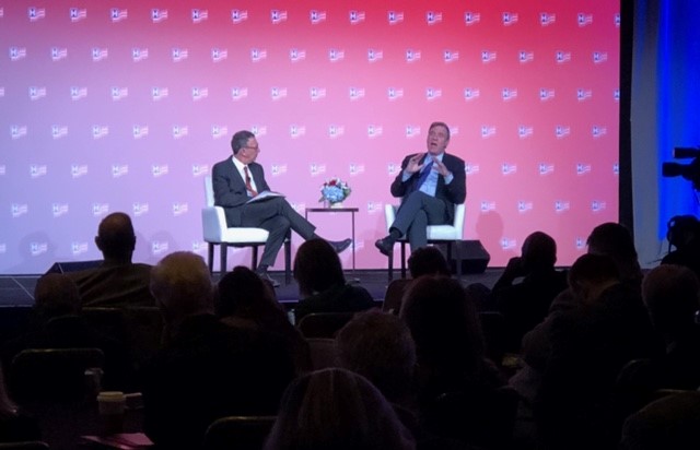 Former CNN Washington bureau chief Frank Sesno and Sen. Mark Warner, D-Va.