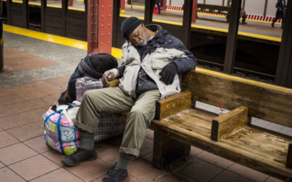Data-Driven Addiction Care in the South Bronx. A patient with opioid-use disorder sits on a subway bench in the South Bronx.