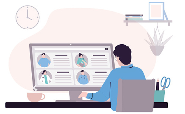 Flipping the Script, Hospitals Apply for Nurses. A hiring manager reviews nursing candidates who appear on his computer screen.