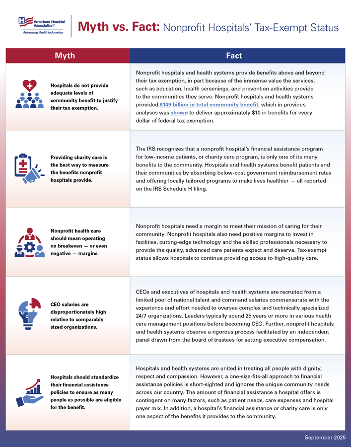 Infographic: Myth vs. Fact: Nonprofit Hospitals’ Tax-Exempt Status