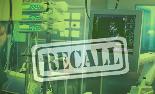 Keep an Eye on Clinical Validation Gaps in AI-Enabled Medical Devices. A recall stamp on an image of AI-enabled medical devices.