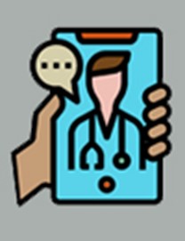 Make telehealth services easier to access. A hand holding a phone running a telehealth app with a doctor's phase on screen.