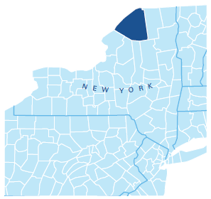 Map of New York counties that Adirondack Health serves.