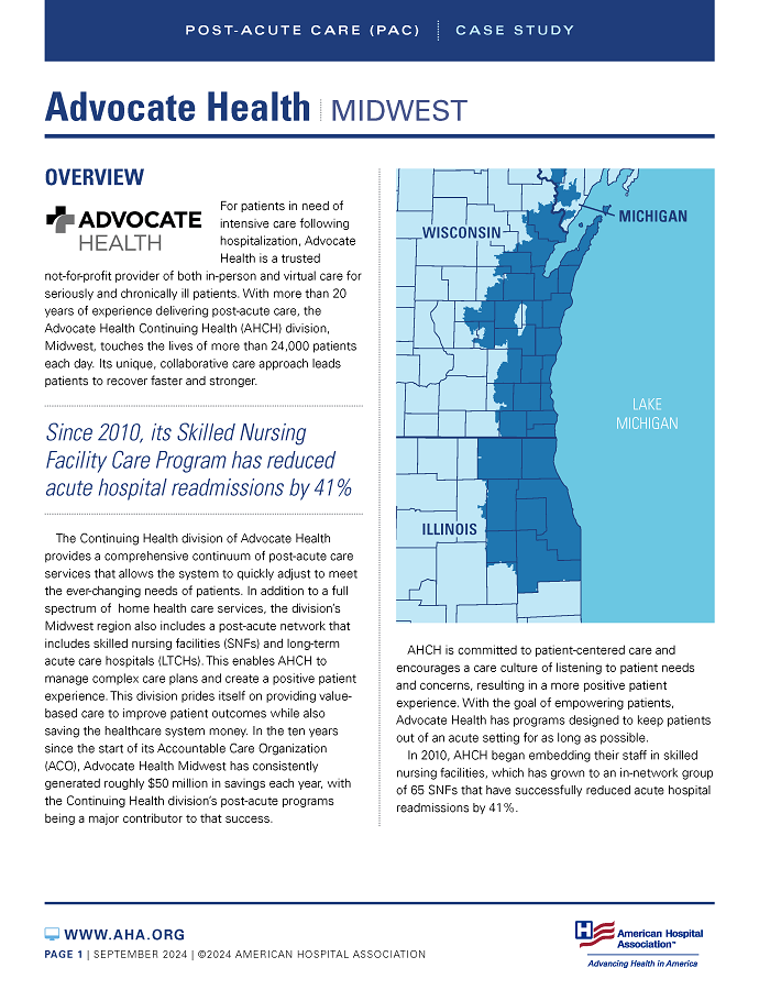 Advocacy Health Post-Acute Care Case Study page 1.