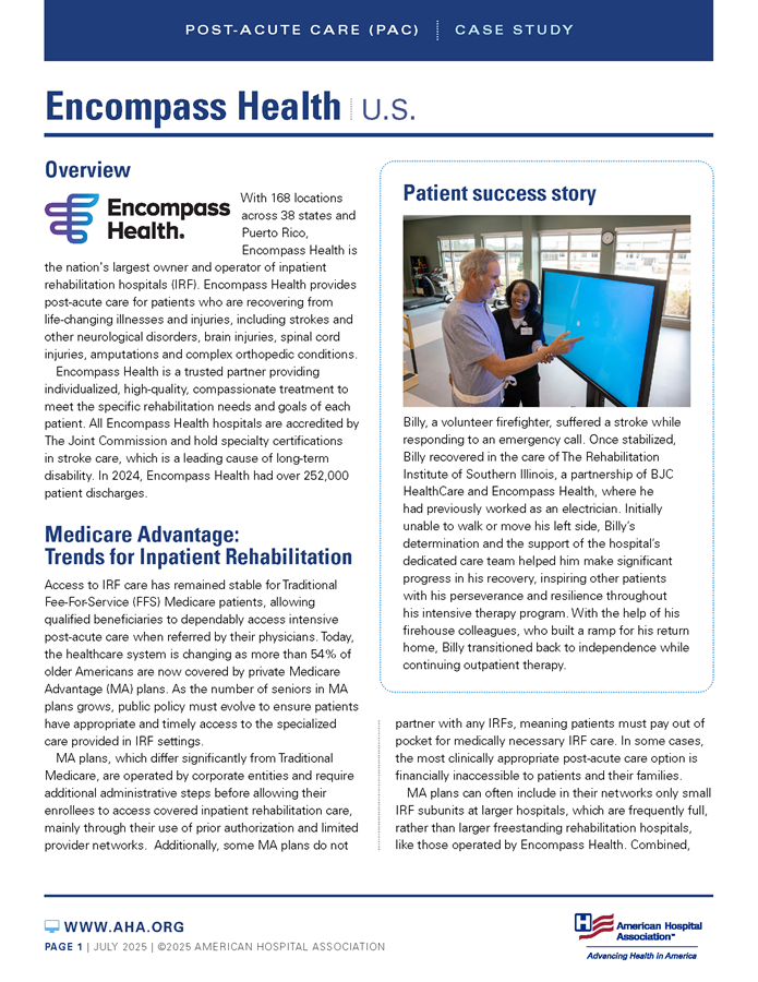 Encompass Health Post-Acute Care Case Study page 1.