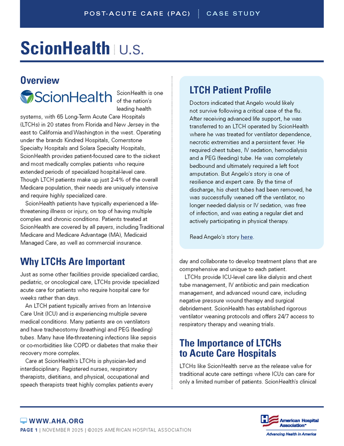 ScionHealth Post-Acute Care Case Study page 1.