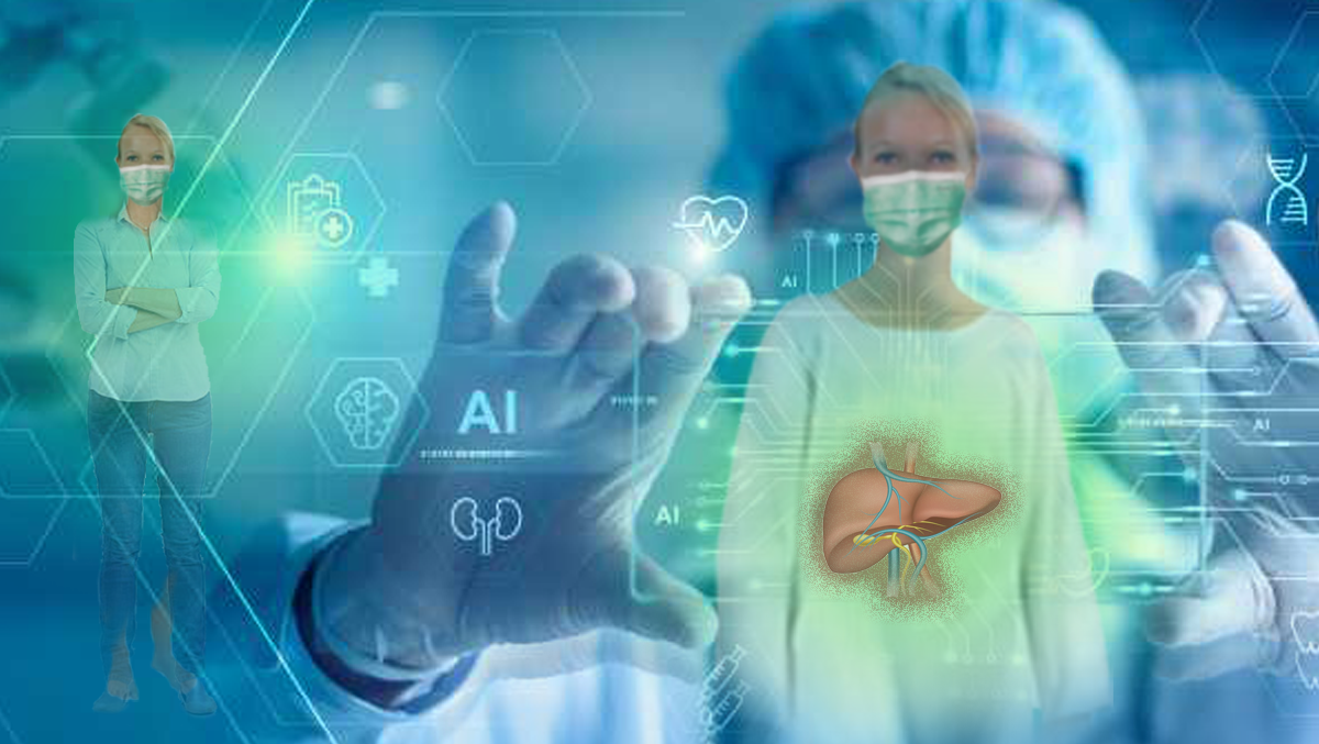 What Mayo Clinic’s 2030 Patient Journey Reveals about the Future of Hospital Experience. A patient with her liver being scanned, a physician manipulating artificial intelligence data, and other medical icons.