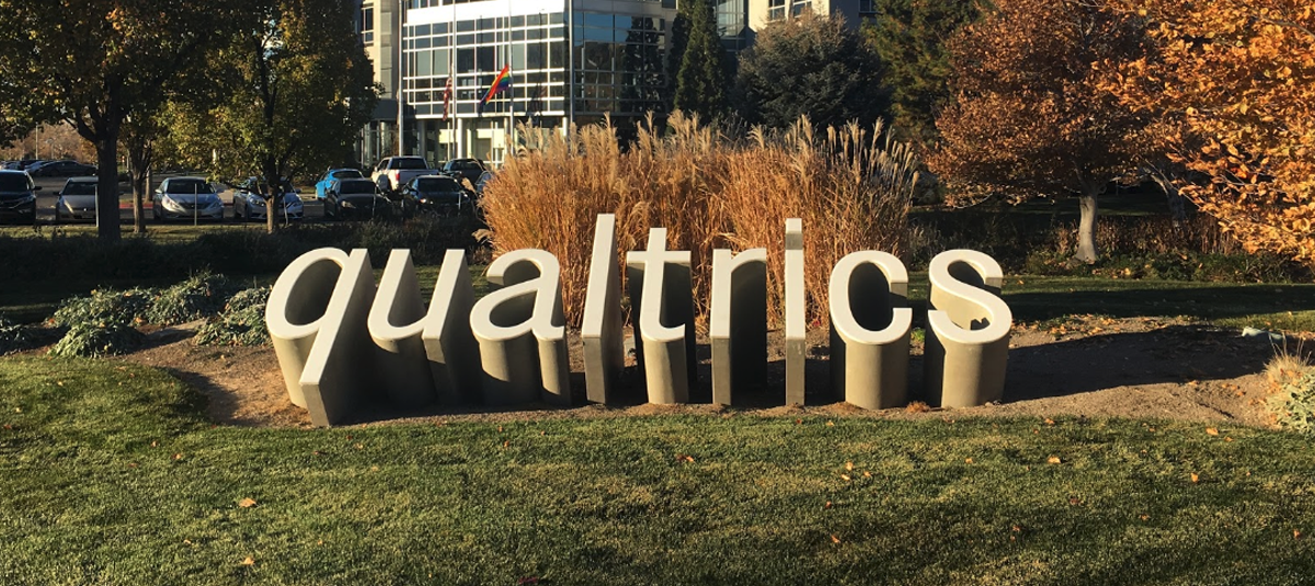 What the Qualtrics Acquisition of Press Ganey Forsta Will Mean for Health Care. The Qualtrics sign outside the company's headquarters.