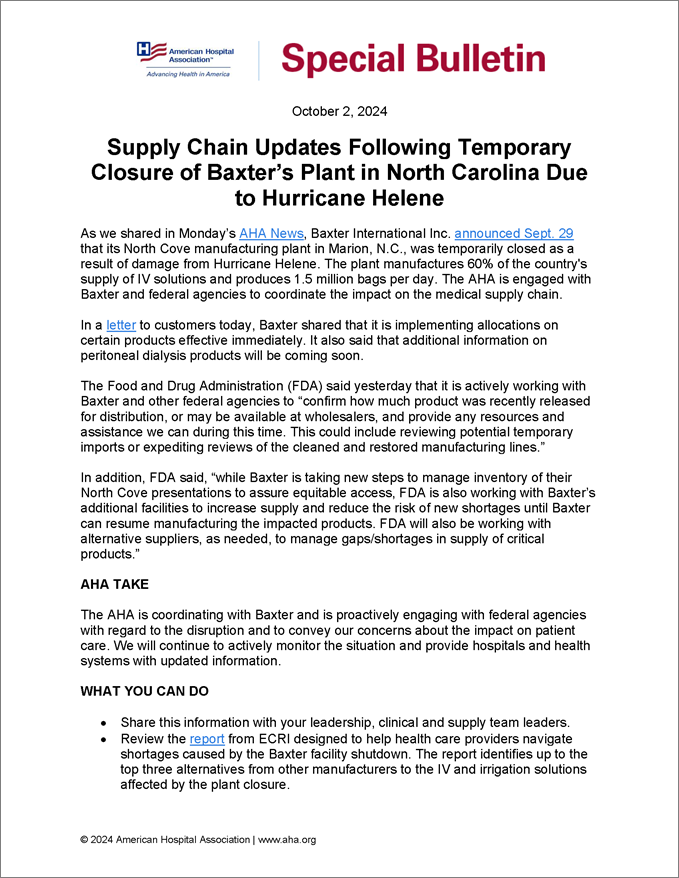 Image of AHA Special Bulletin