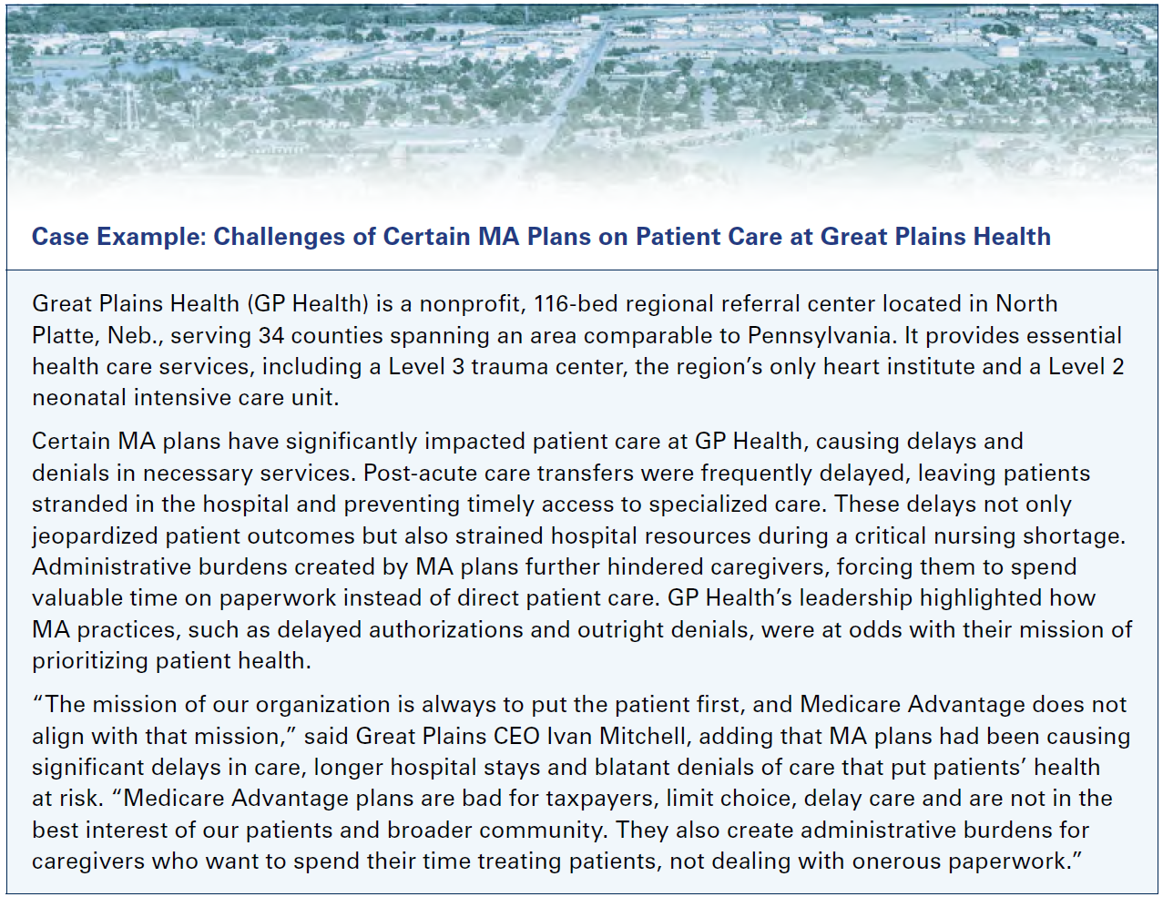 Case Study Image Challenges of certain MA Plans on Patient Care at Great Plains Health