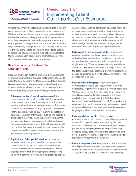 Implementing Patient Out-of-pocket Cost Estimators
