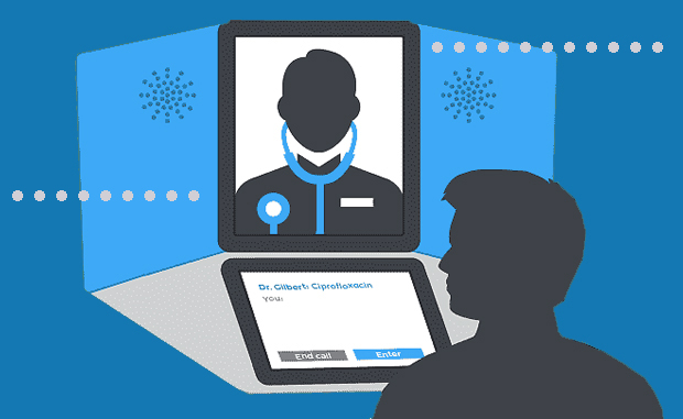Telehealth Investment Shifts Signal Market Maturity. A patient uses a telehealth app on a tablet to speak with a remote doctor.