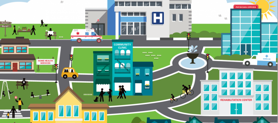 City Scene with Medical Facilities