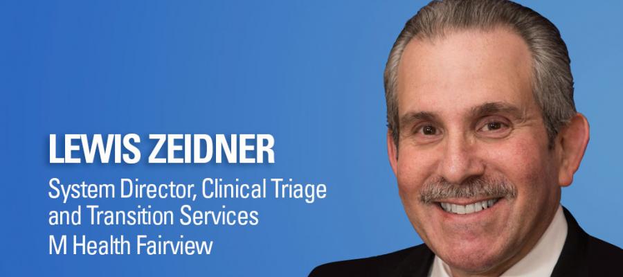 Lewis Zeidner head shot. System Director, Clinical Triage and Transition Services, M Health Fairview.