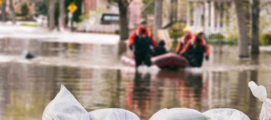boat rescue in city street