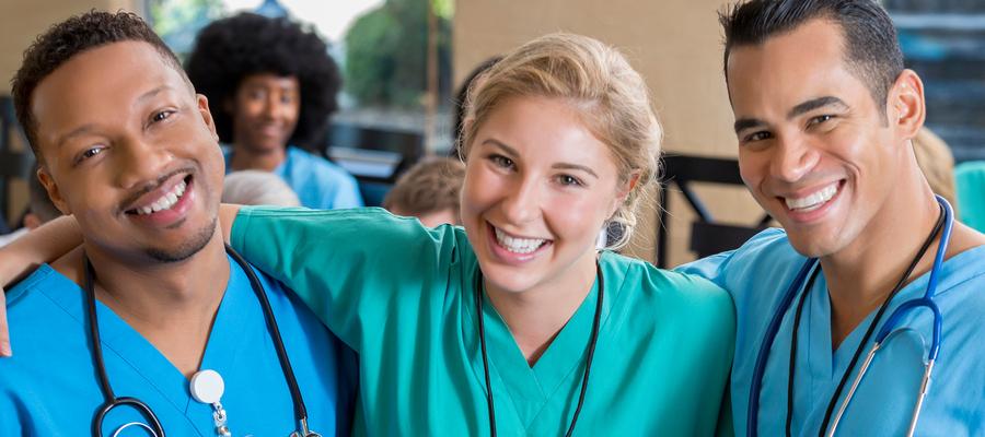 Cheerful young medical residents