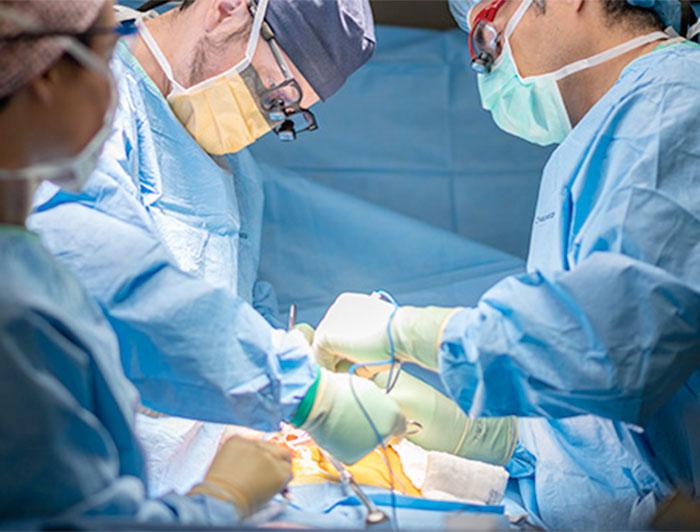 Surgeons performing transplant