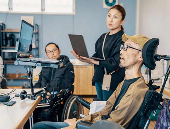 Telling the Hospital Story. UC Davis Health Developed Technology Translates Brain Signals into Speech with 97% Accuracy. A clinician works with a patient using technology that converts brain signals to speech using laptop computers.