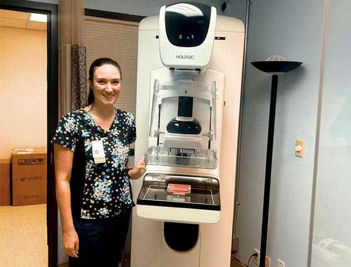 St. Petersburg Clinician with 3D mammography machine